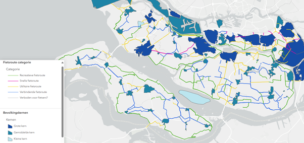 Op deze kaart is het fietsnetwerk in ons beheersgebied te zien